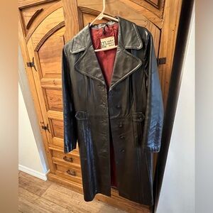 Elegant Brown Vintage Leather Trench Coat from Suede & Leathercraft Limited
